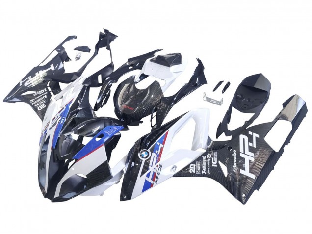 2015-2016 BMW S1000RR Motorcycle Fairings - White Blue Black Carbon Fiber