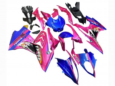 Affordable 2015-2016 BMW S1000RR Motorcycle Fairings - Pink Blue Shark