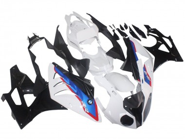 Affordable 2009-2014 BMW S1000RR Motorcycle Fairings - White Red Blue Glossy Black HP Becker Carbon