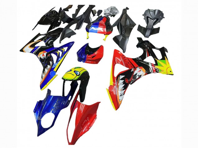 2009-2014 BMW S1000RR Motorcycle Fairings - Red Blue Yellow Shark