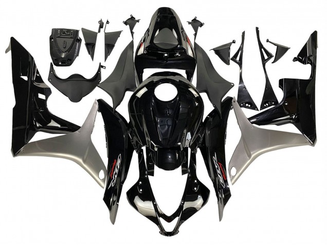 2007-2008 Honda CBR600RR Motorcycle Fairing Kits - Silver Glossy Black