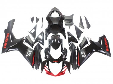 Affordable 2011-2024 Suzuki GSXR 600 / GSXR 750 Motorcycle Fairings - Black Grey Red Line
