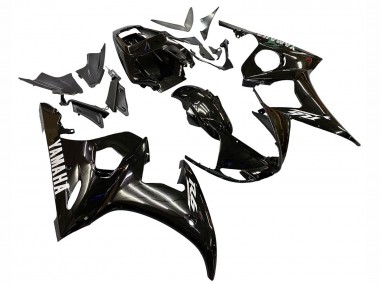 Affordable 2006-2009 Yamaha YZF R6S Motorcycle Fairings - Glossy Black White Decals