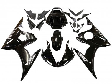 Affordable 2006-2009 Yamaha YZF R6S Motorcycle Fairings - Glossy Black White Decals