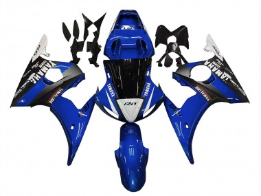 Affordable 2006-2009 Yamaha YZF R6S Motorcycle Fairings - Blue White Glossy Black Yamalube