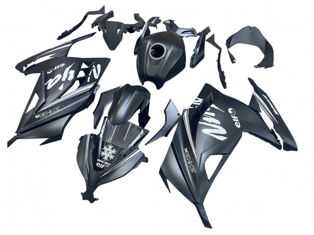 2013-2024 Kawasaki EX300 Motorcycle Fairings - Matte Black White Elf Snow