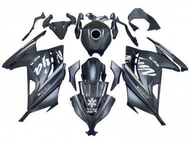 Affordable 2013-2024 Kawasaki EX300 Motorcycle Fairings - Matte Black White Elf Snow
