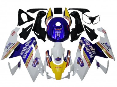 Affordable 2006-2011 Aprilia RS125 Motorcycle Fairings - White Blue Yellow Rothmans