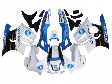 Affordable 1997-1998 Honda CBR600 F3 Motorcycle Fairings - White Blue Glossy Black