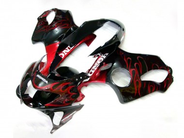 Affordable 1999-2000 Honda CBR600 F4 Motorcycle Fairings - Glossy Black Red Flame