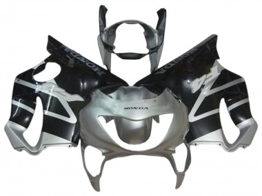 Affordable 1999-2000 Honda CBR600 F4 Motorcycle Fairings - Silver Glossy Black