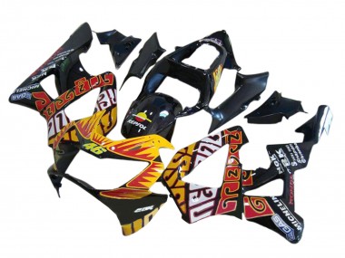 Affordable 2000-2001 Honda CBR900RR 929 Motorcycle Fairings - Glossy Black Orange Repsol Rossi