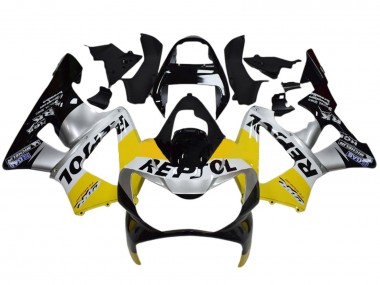 Affordable 2000-2001 Honda CBR900RR 929 Motorcycle Fairings - Yellow Silver Glossy Black Repsol