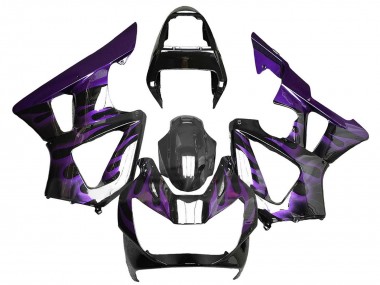 Affordable 2000-2001 Honda CBR900RR 929 Motorcycle Fairings - Glossy Black Purple Flame