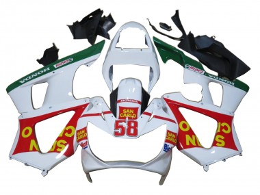 Affordable 2000-2001 Honda CBR900RR 929 Motorcycle Fairings - White Red Green Castrol San Carlo
