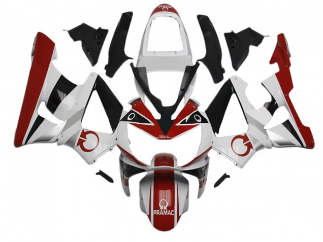 2000-2001 Honda CBR900RR 929 Motorcycle Fairings - White Red Glossy Black Pramac