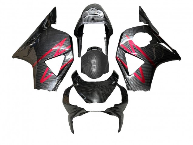 2002-2003 Honda CBR900RR 954 Motorcycle Fairings - Black Carbon Fiber Red Stripe