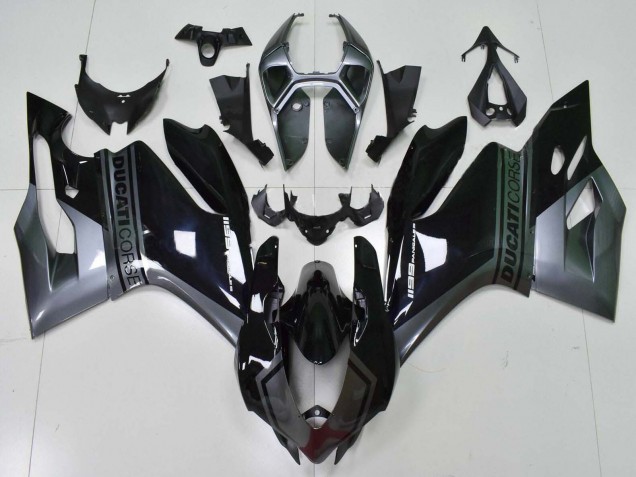 2011-2014 Ducati Panigale 1199 Motorcycle Fairings - Grey Glossy Black