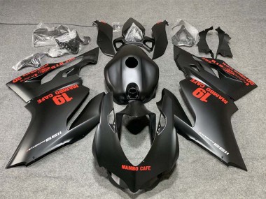 Affordable 2011-2014 Ducati 1199 Motorcycle Fairings - Matte Black with Red Decals Mambo Cafe 19