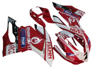 Affordable 2011-2014 Ducati 1199 Motorcycle Fairings - White Red Glossy Black Fiamm 7