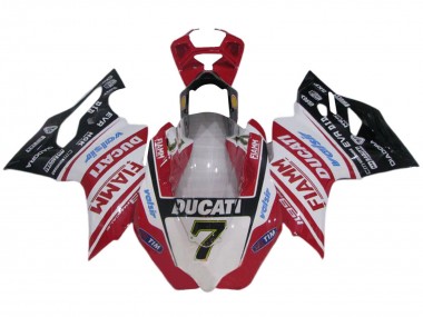 Affordable 2011-2014 Ducati 1199 Motorcycle Fairings - White Red Glossy Black Fiamm Valsir 7