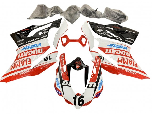 2011-2014 Ducati Panigale 1199 Motorcycle Fairings - White Red Glossy Black Valsir Fiamm Ficc 16
