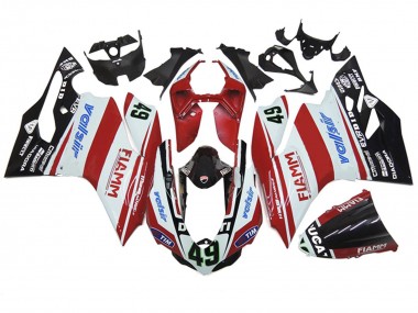 Affordable 2011-2014 Ducati 1199 Motorcycle Fairings - White Red Glossy Black Valsir Fiamm 49