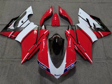 Affordable 2015-2020 Ducati 959/1299 Motorcycle Fairing - White Red Glossy Black Unibat Flex-Box