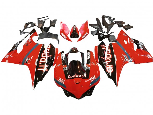 2015-2020 Ducati 959/1299 Motorcycle Fairings - Red Glossy Black Fiamm