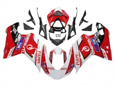Affordable 2011-2014 Ducati 1199 Motorcycle Fairings - White Red Glossy Black Ficc Fiamm