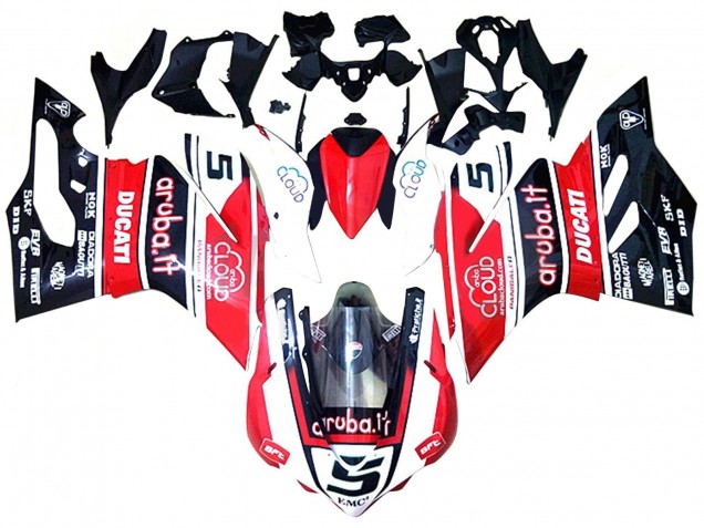 2015-2020 Ducati 959/1299 Motorcycle Fairings - White Red Glossy Black Aruba 5