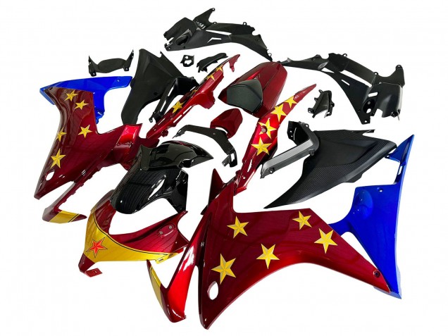 2013-2015 Honda CBR500R Motorcycle Fairings - Red Blue Yellow Star