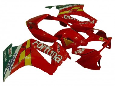 Affordable 2002-2013 Honda VFR 800 Motorcycle Fairings - Red Yellow Green Fortuna Castrol Valsir 33