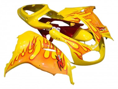 Affordable 1998-2003 Suzuki TL1000R Motorcycle Fairings - Yellow with Red Flame