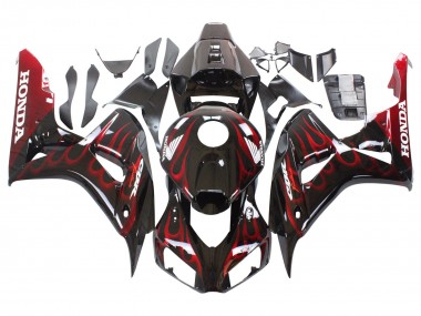 Affordable 2006-2007 Honda CBR1000RR Motorcycle Fairing - Glossy Black Red Flame