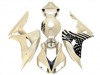 Affordable 2006-2007 Honda CBR1000RR Motorcycle Fairings - Cream Black