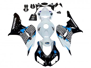 Affordable 2006-2007 Honda CBR1000RR Motorcycle Fairing - White Blue Glossy Black