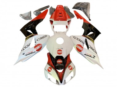Affordable 2006-2007 Honda CBR1000RR Motorcycle Fairings - White Red Glossy Black Konica Minolta