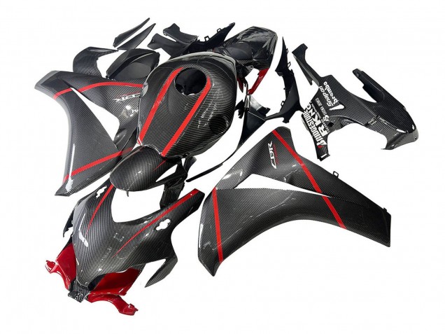 2008-2011 Honda CBR1000RR Motorcycle Fairings - Black Carbon Fiber Red