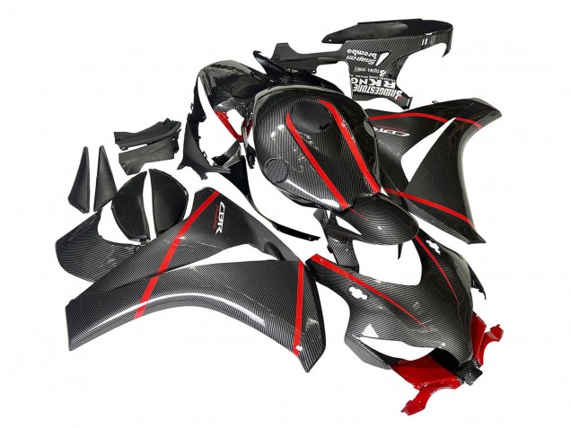 2008-2011 Honda CBR1000RR Motorcycle Fairings - Black Carbon Fiber Red