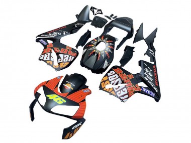 Affordable 2003-2004 Honda CBR600RR Motorcycle Fairings - Matte Black Orange Repsol Rossi 46