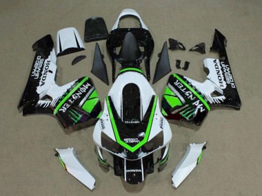 Affordable 2003-2004 Honda CBR600RR Motorcycle Fairings - White Green Glossy Black Monster
