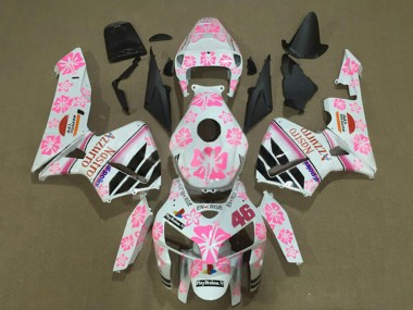 Affordable 2005-2006 Honda CBR600RR Motorcycle Fairings - White with Pink Floral Nastro Azzurro 46