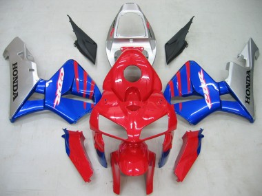 Affordable 2005-2006 Honda CBR600RR Motorcycle Fairings - Red Blue Silver