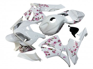 Affordable 2005-2006 Honda CBR600RR Motorcycle Fairings - White with Cherry Blossom