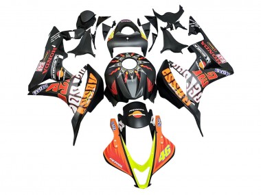 Affordable 2007-2008 Honda CBR600RR Motorcycle Fairings - Matte Black Orange Red Rossi Repsol 46