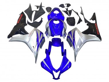 Affordable 2007-2008 Honda CBR600RR Motorcycle Fairings - Silver Blue Glossy Black Racing