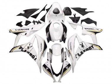 Affordable 2007-2008 Honda CBR600RR Motorcycle Fairing - White Gold Glossy Black Playboy