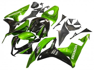Affordable 2007-2008 Honda CBR600RR Motorcycle Fairing Kits - Green Glossy Black