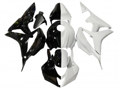 Affordable 2007-2008 Honda CBR600RR Motorcycle Fairings - White Glossy Black Split